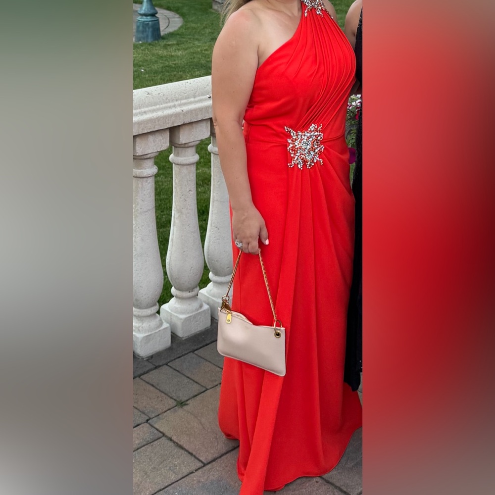 Terani Couture One Shoulder Orange Dress - Picture 2 of 11